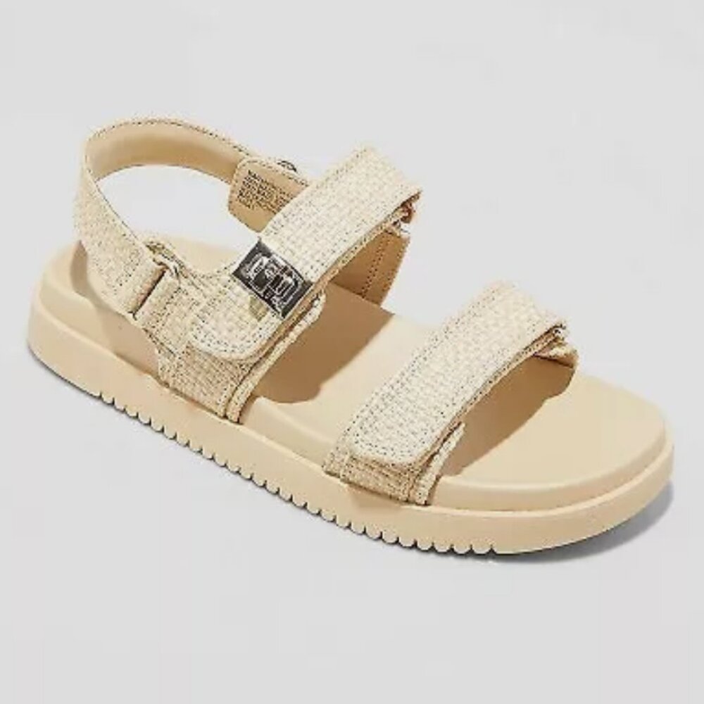 A New Day Jonie Raffia Ankle Strap Footbed Sandals NWT